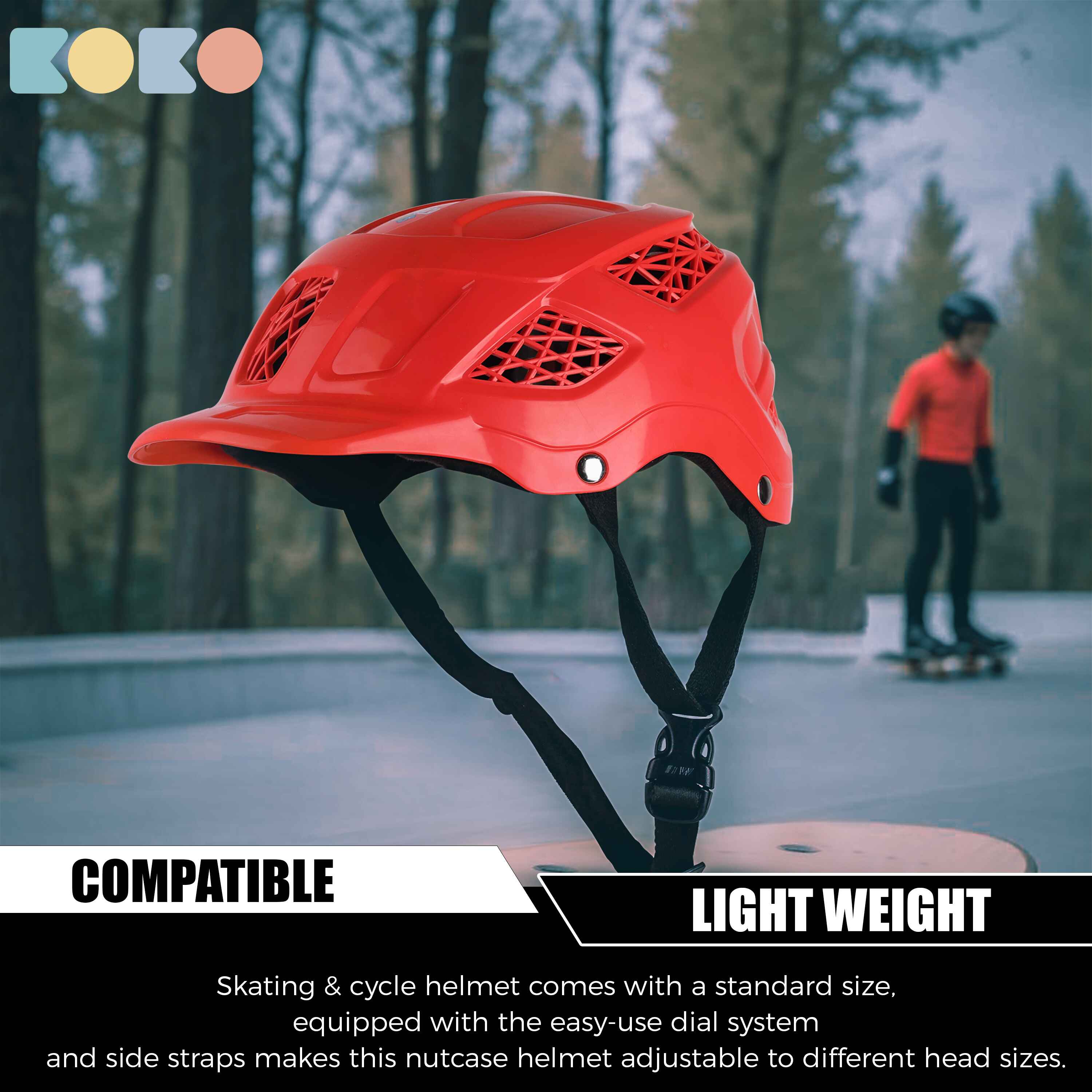 Koko Dragon Skating / Cycling Helmet For Kids- Red