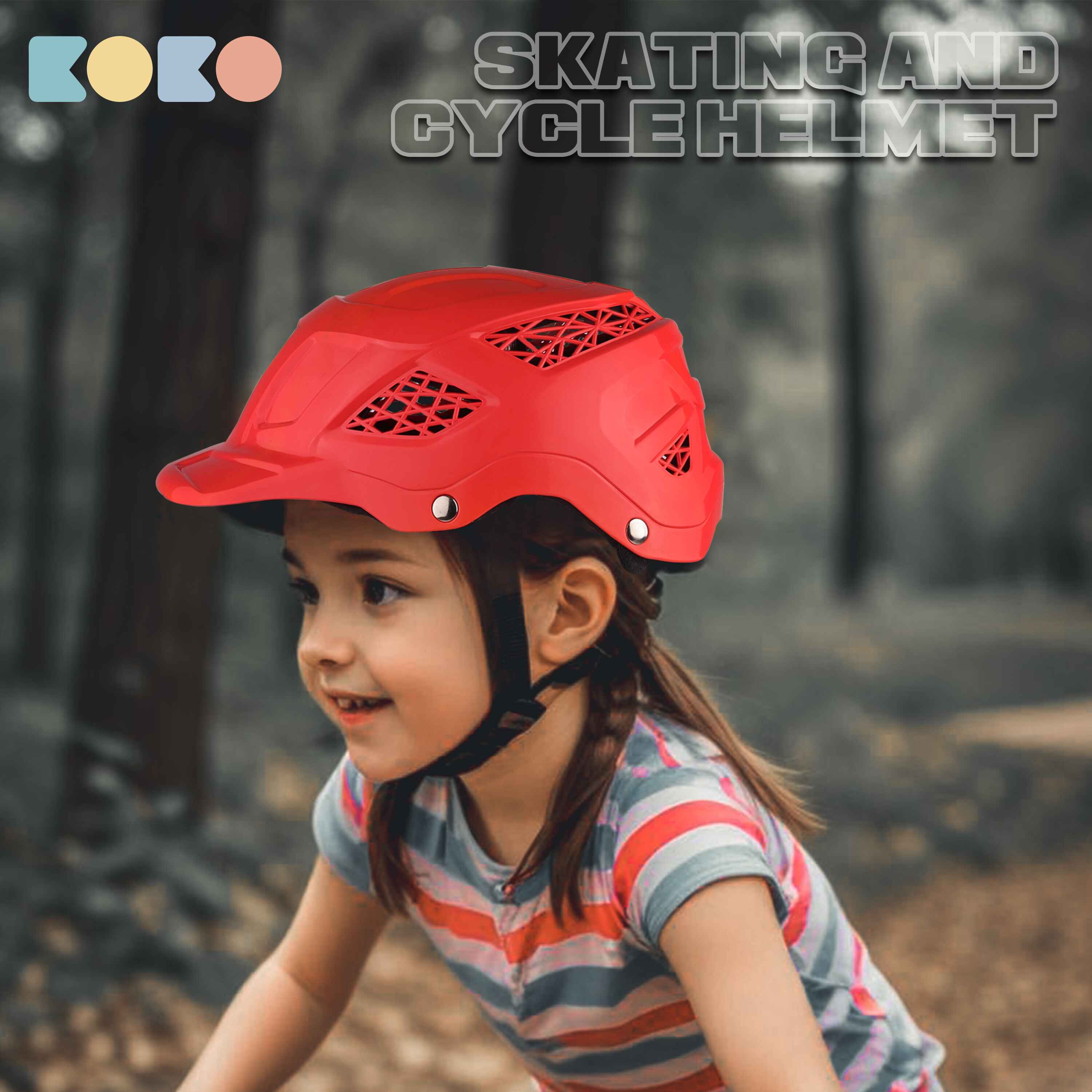 Koko Dragon Skating / Cycling Helmet For Kids- Red