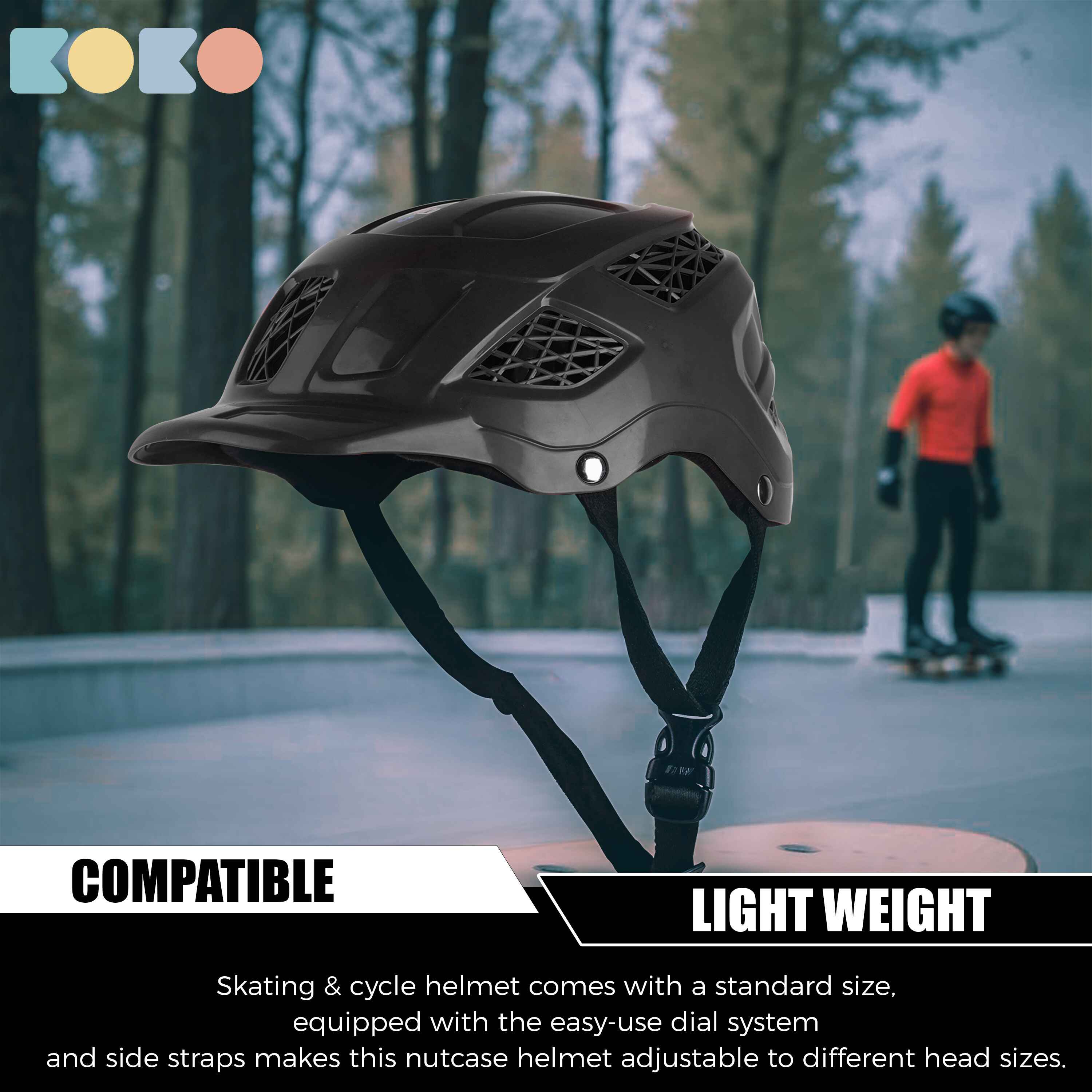 Koko Dragon Skating / Cycling Helmet For Kids- Black