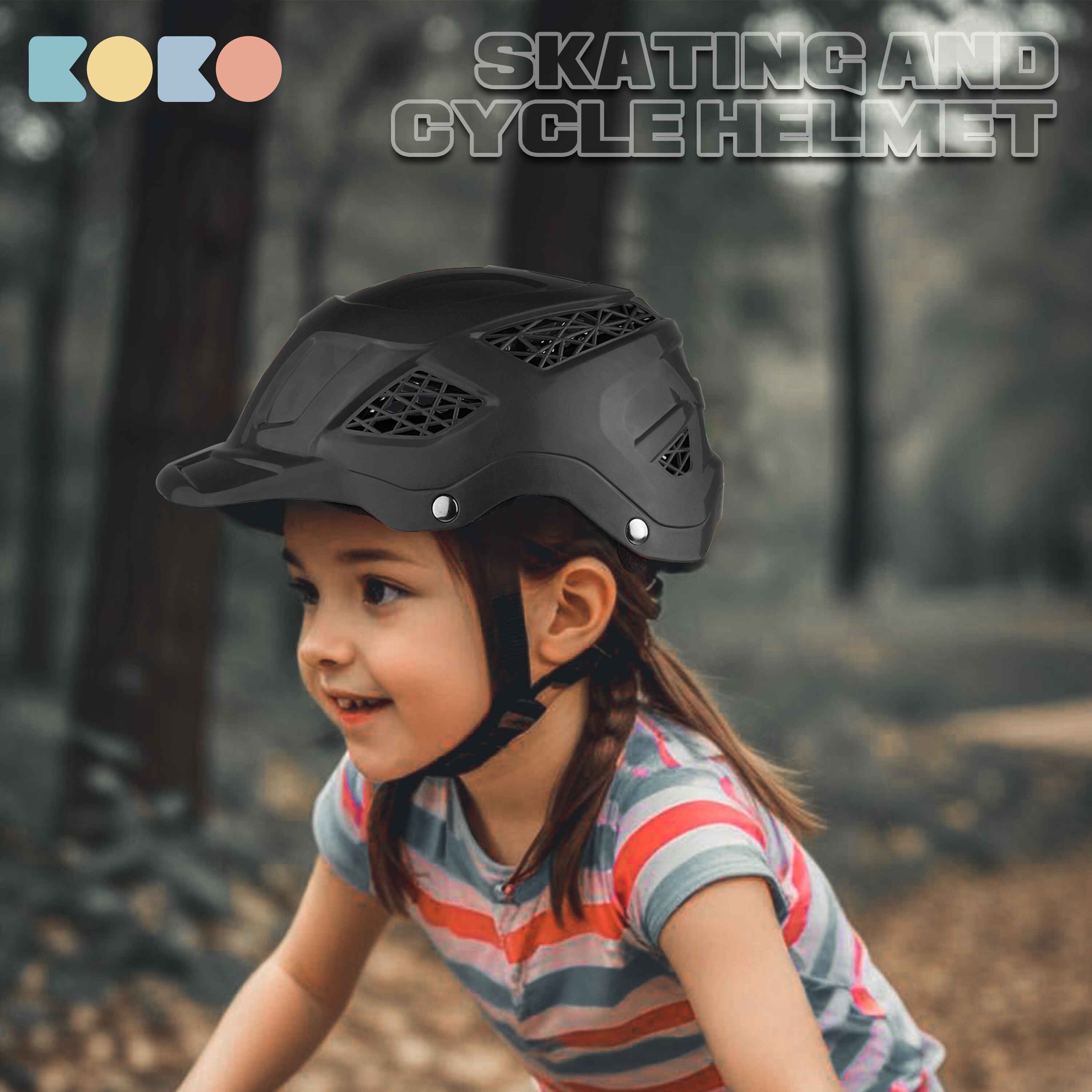 Koko Dragon Skating / Cycling Helmet For Kids- Black