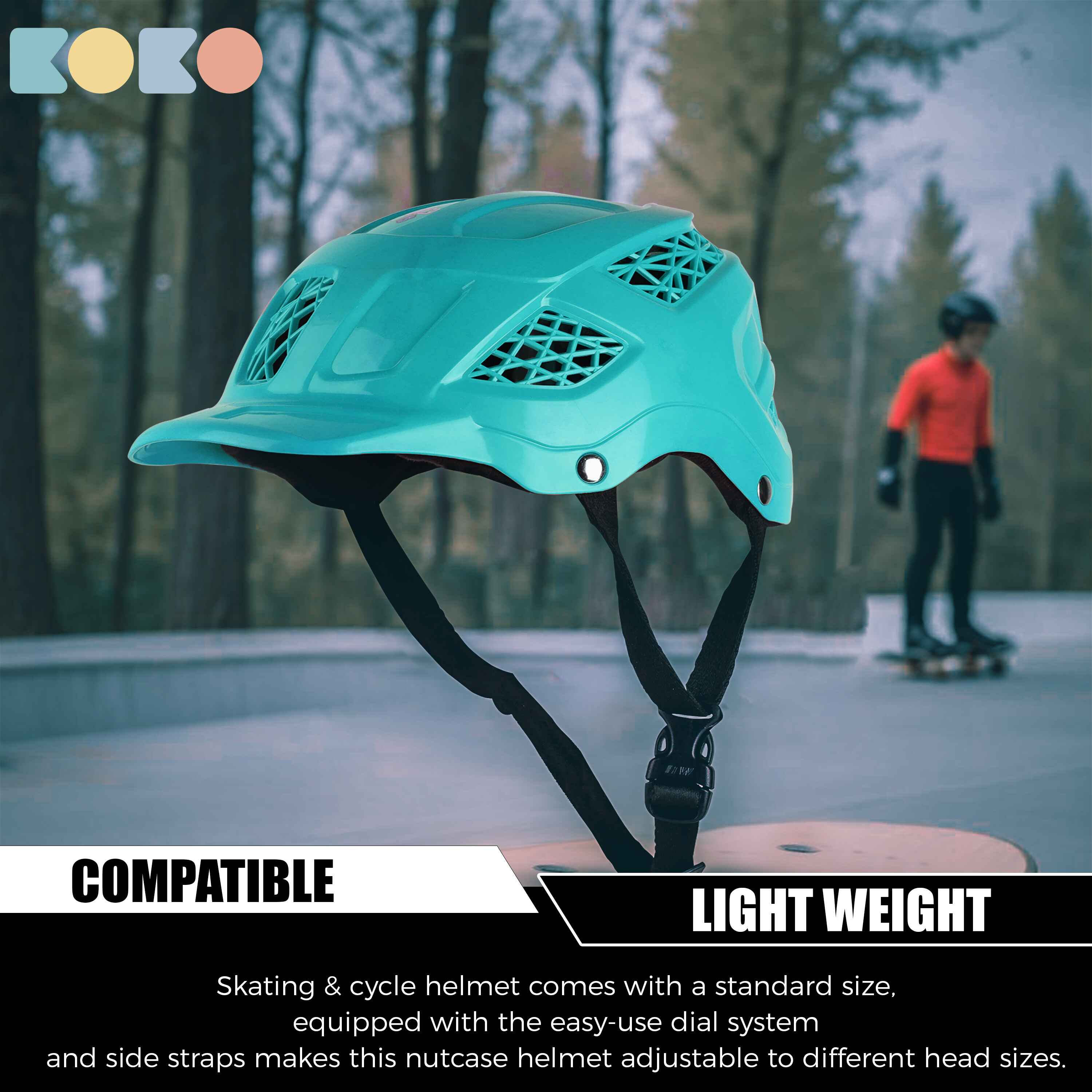 Koko Dragon Skating / Cycling Helmet For Kids- Sea Green