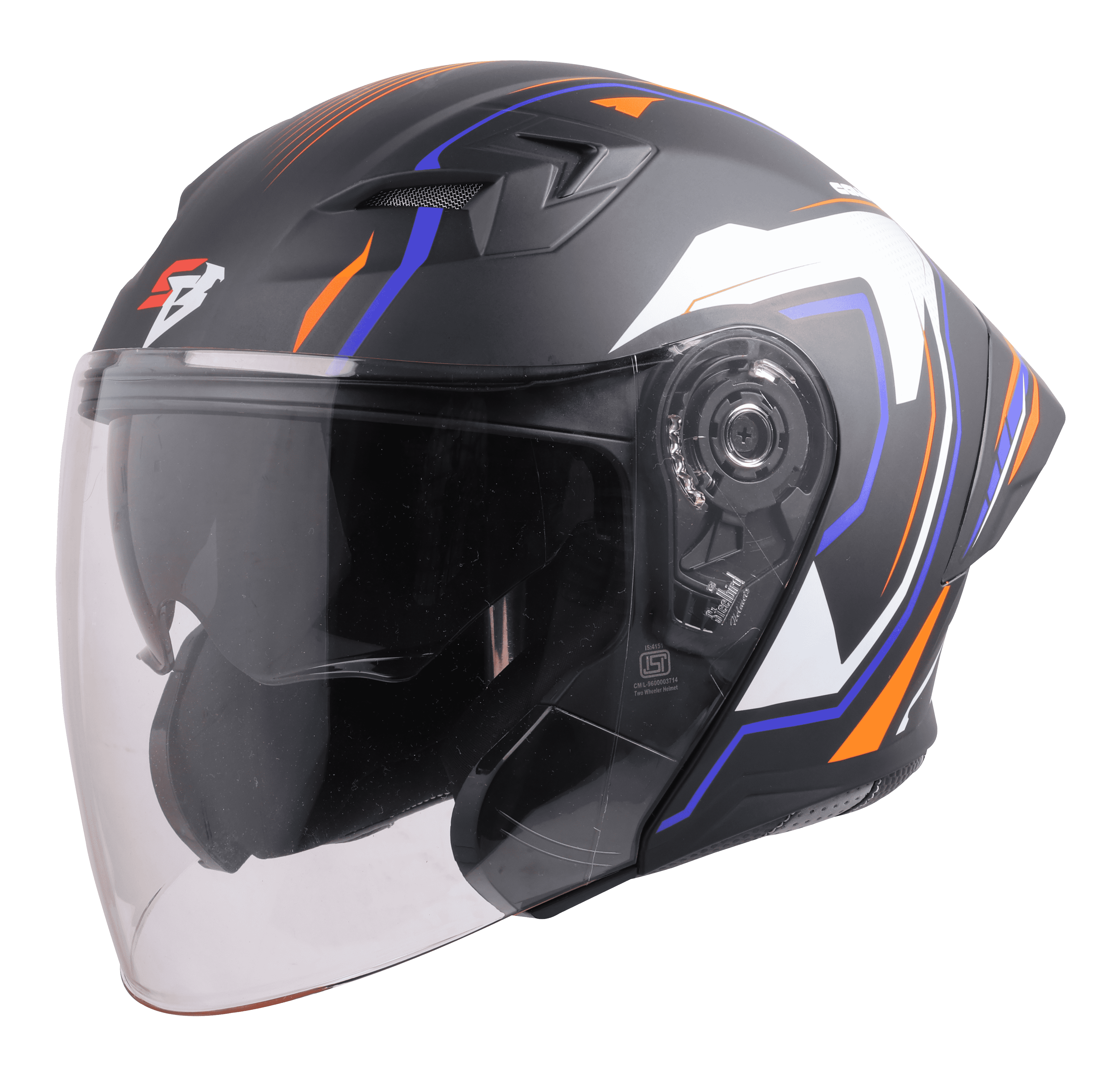 SBA-16 ISS CAWL GLOSSY BLACK WITH BLUE ORANGE 