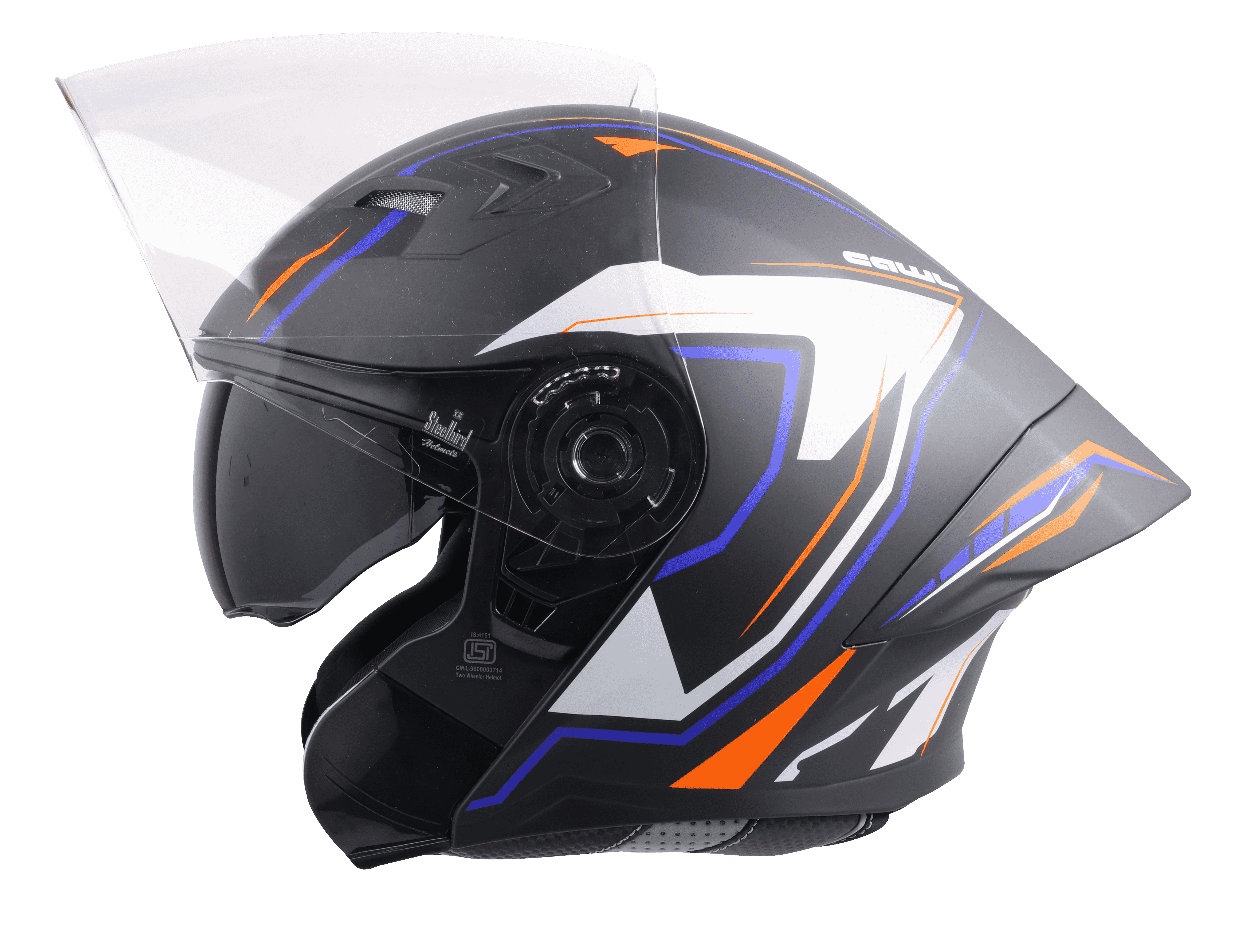 SBA-16 ISS CAWL GLOSSY BLACK WITH BLUE ORANGE 