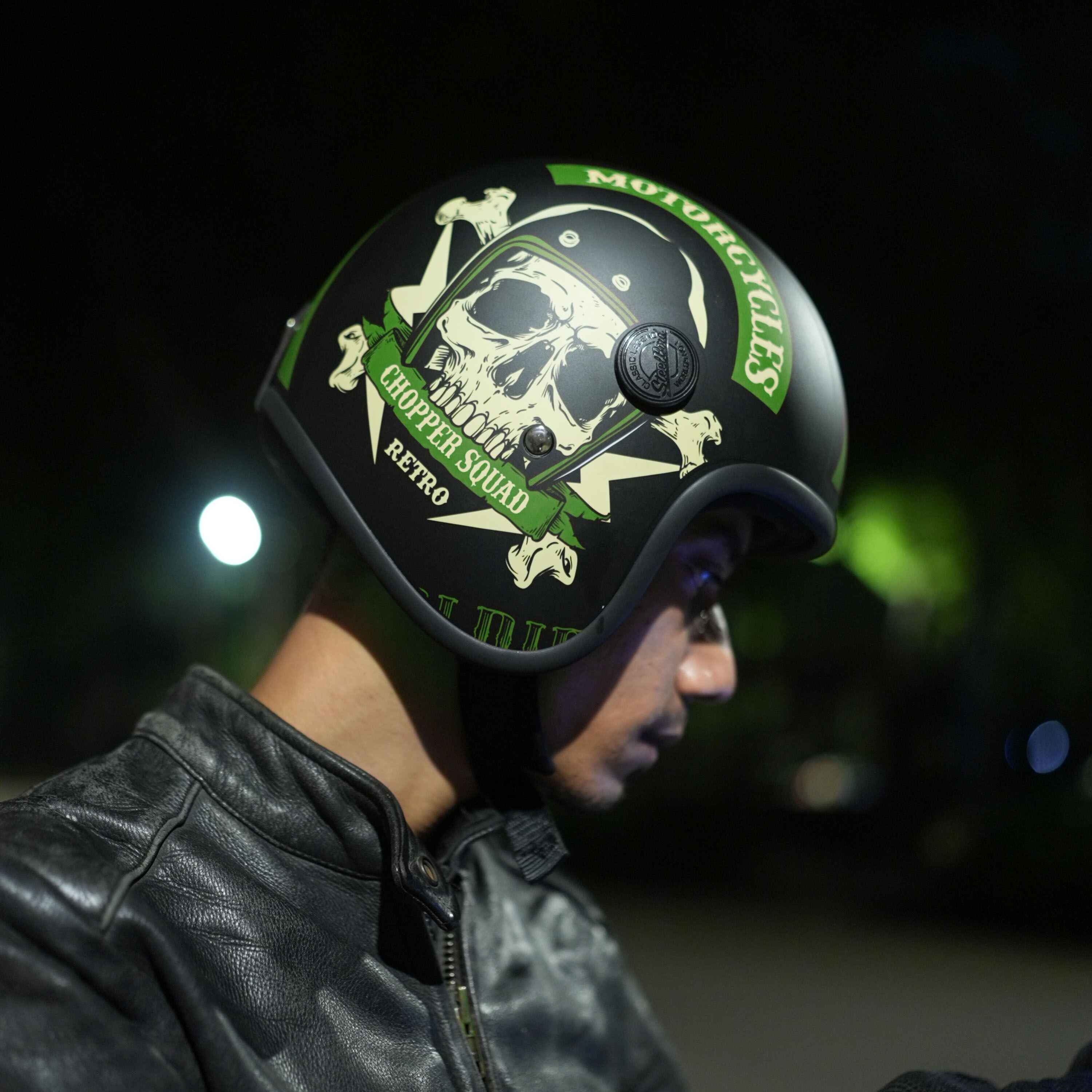 SBH-55 CHOPPER SQUAD GLOSSY BLACK WITH GREEN