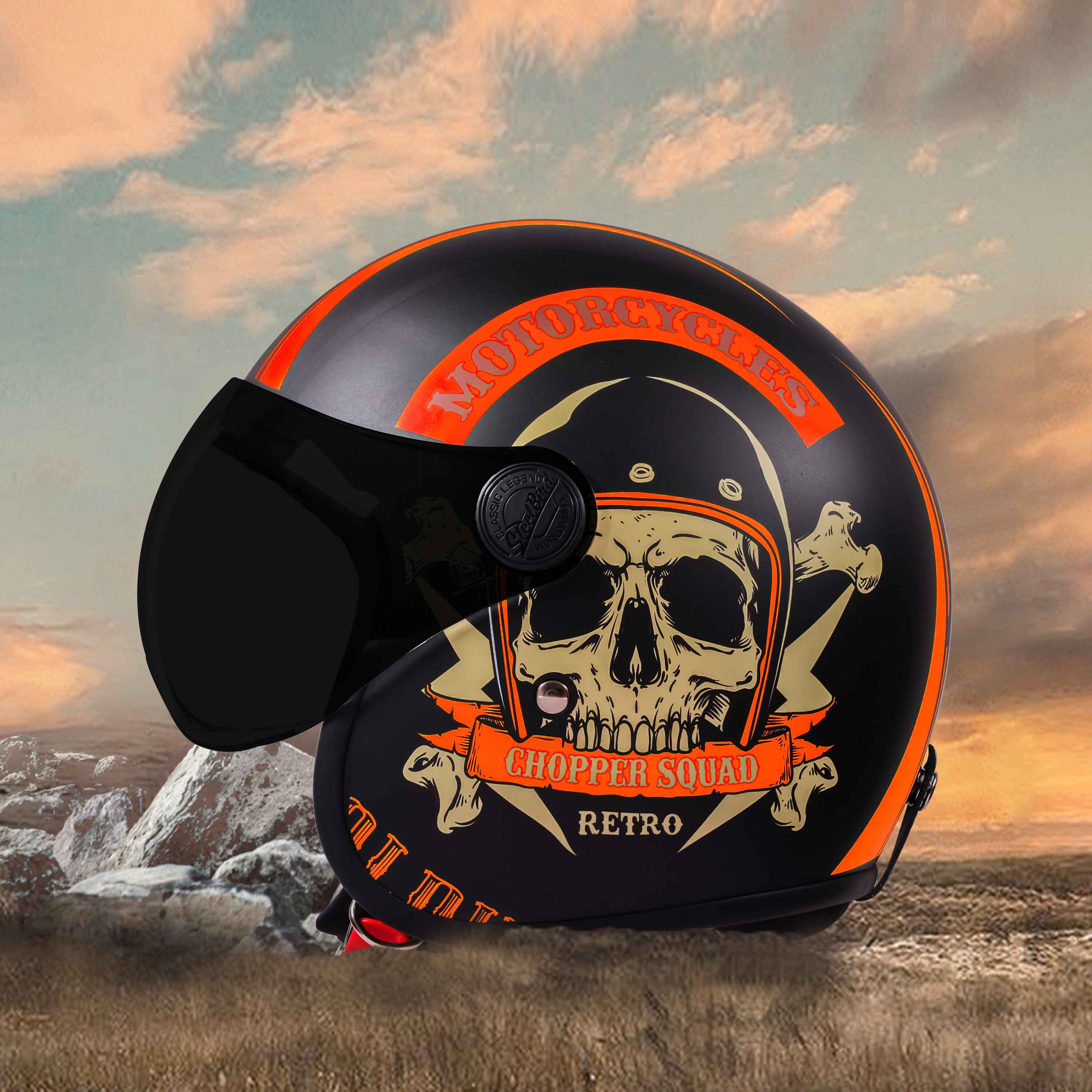 SBH-54 CHOPPER SQUAD GLOSSY BLACK WITH ORANGE