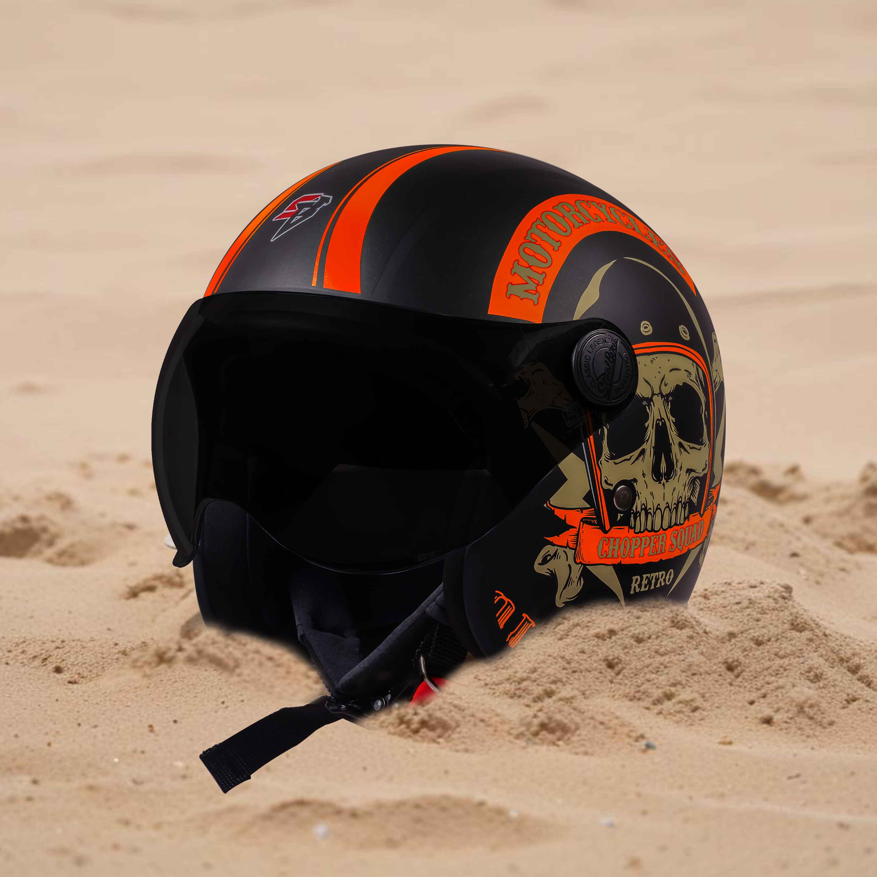 SBH-54 CHOPPER SQUAD GLOSSY BLACK WITH ORANGE