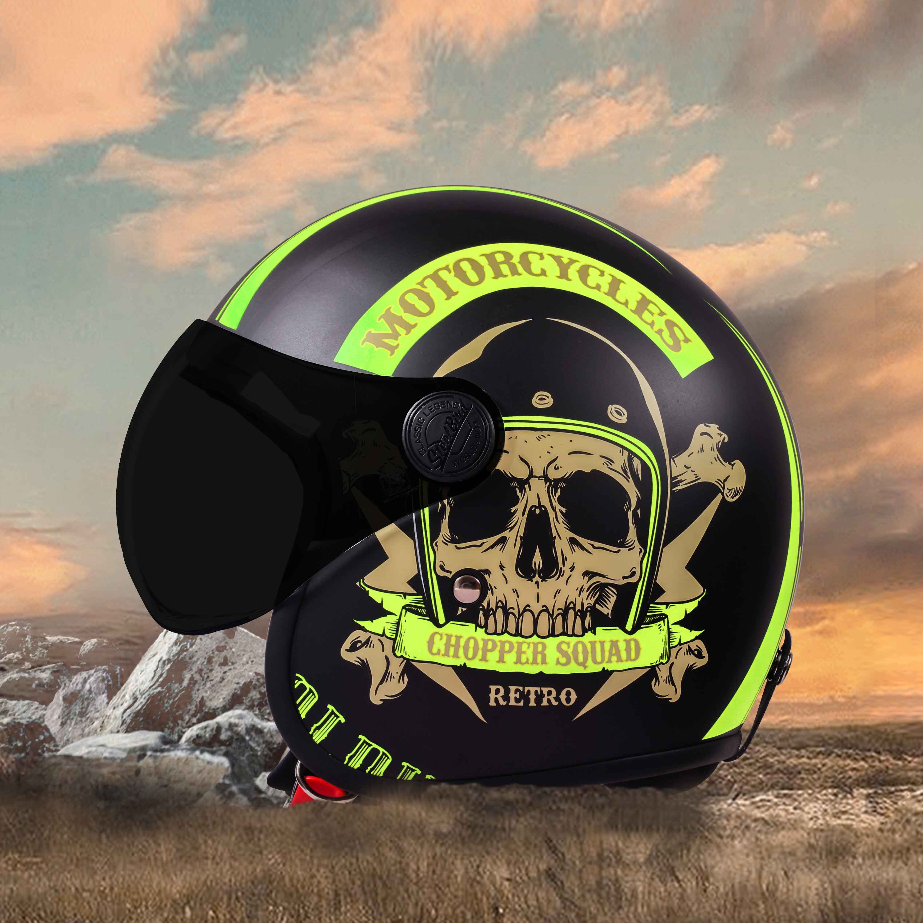 SBH-54 CHOPPER SQUAD GLOSSY BLACK WITH NEON