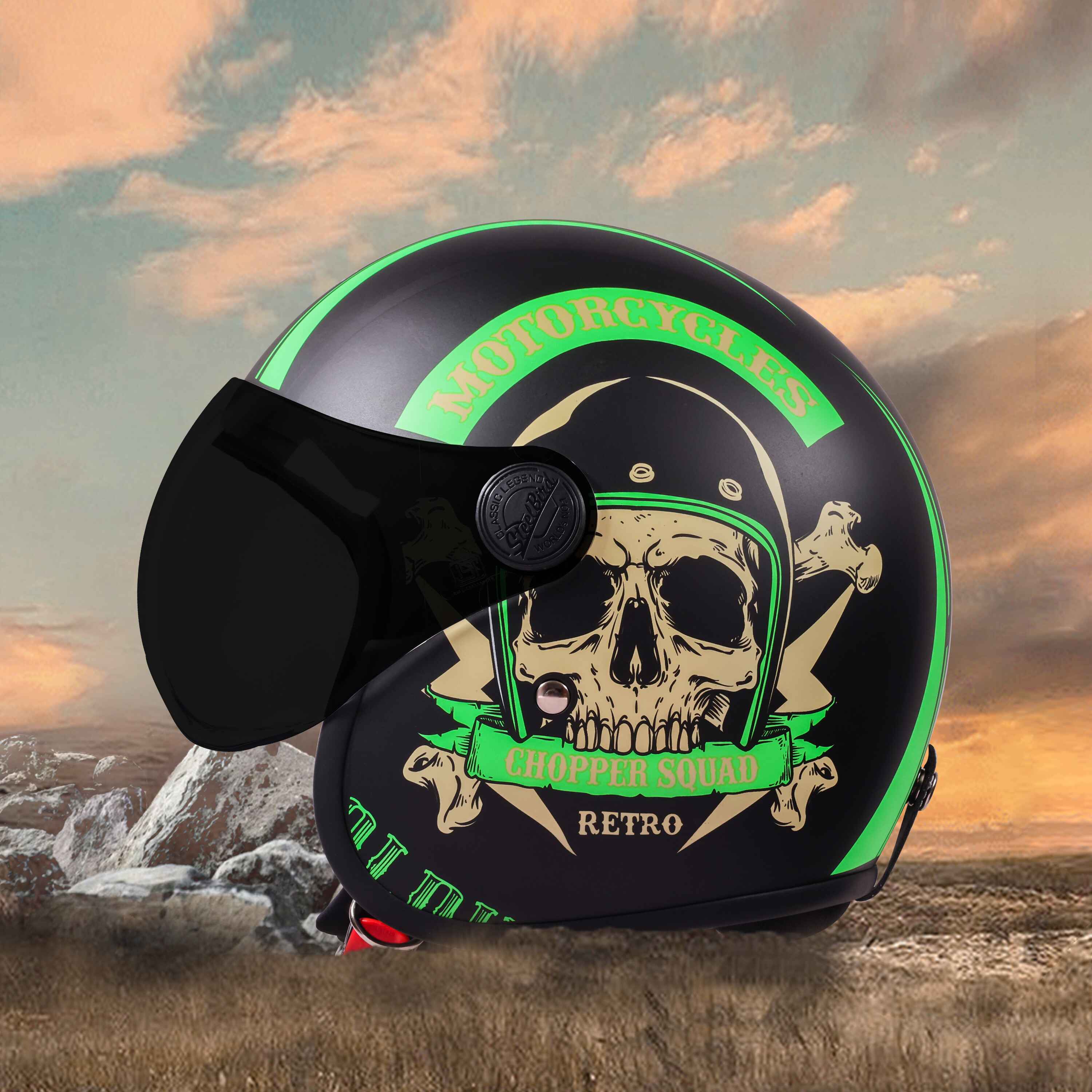 SBH-54 CHOPPER SQUAD GLOSSY BLACK WITH GREEN