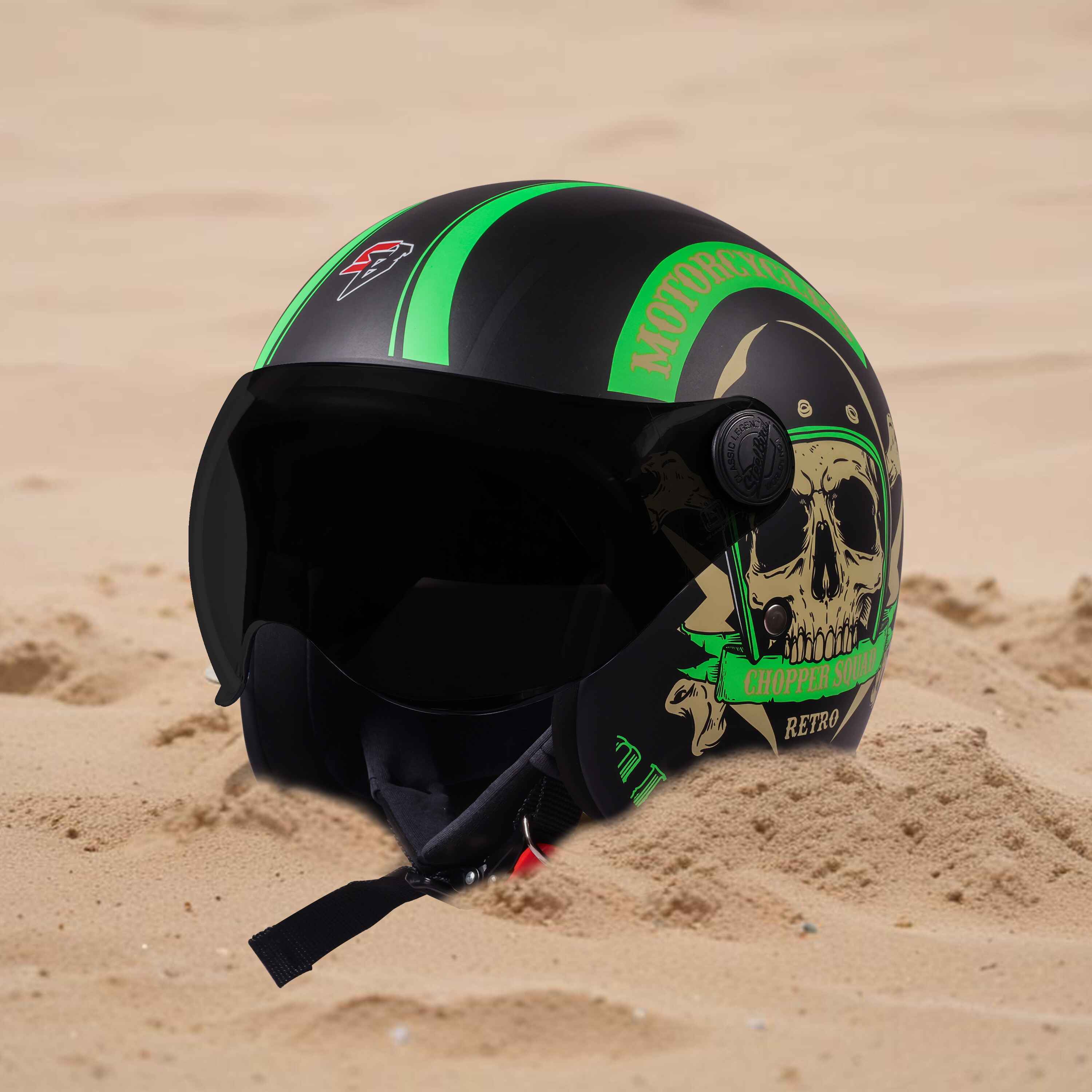 SBH-54 CHOPPER SQUAD GLOSSY BLACK WITH GREEN