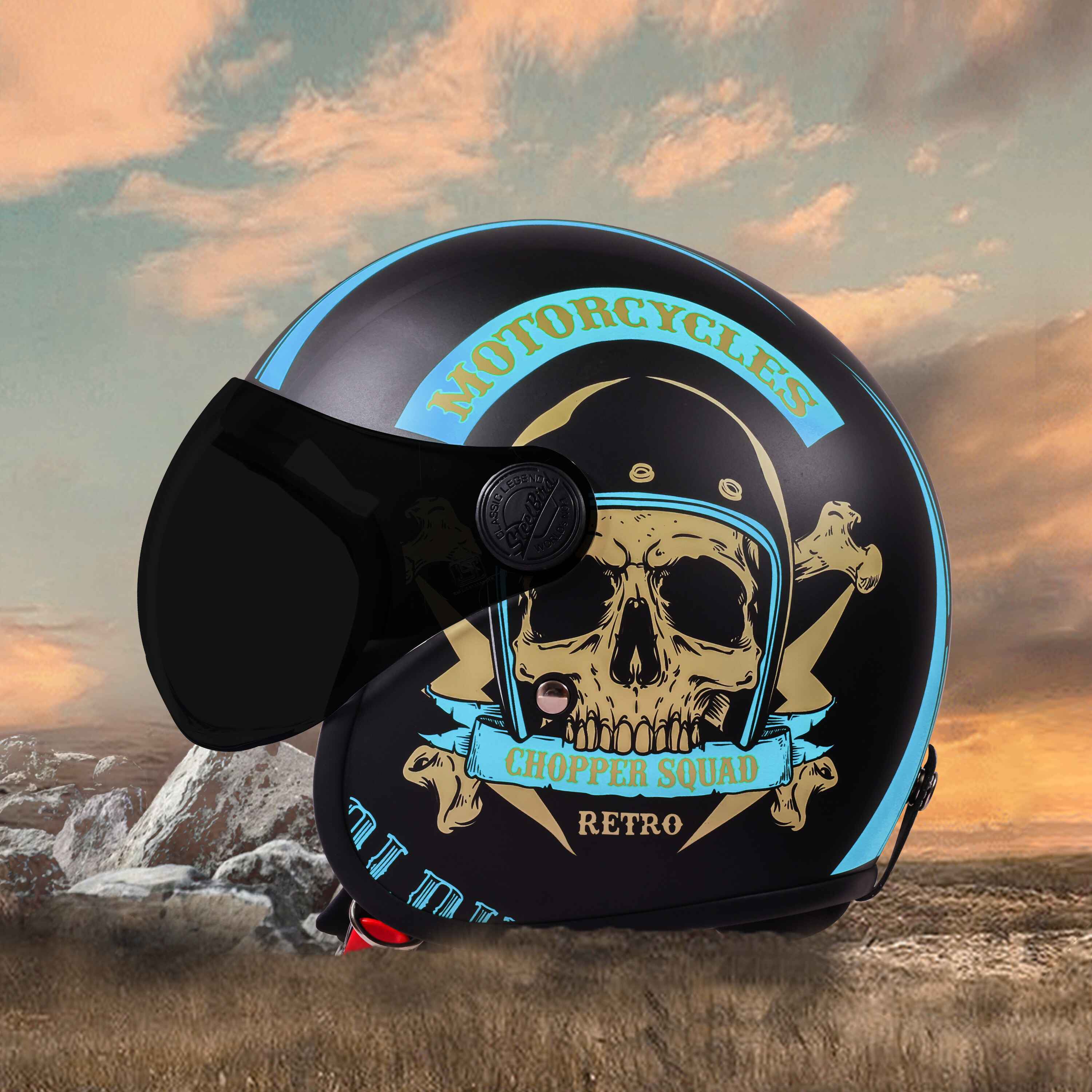 SBH-54 CHOPPER SQUAD GLOSSY BLACK WITH BLUE