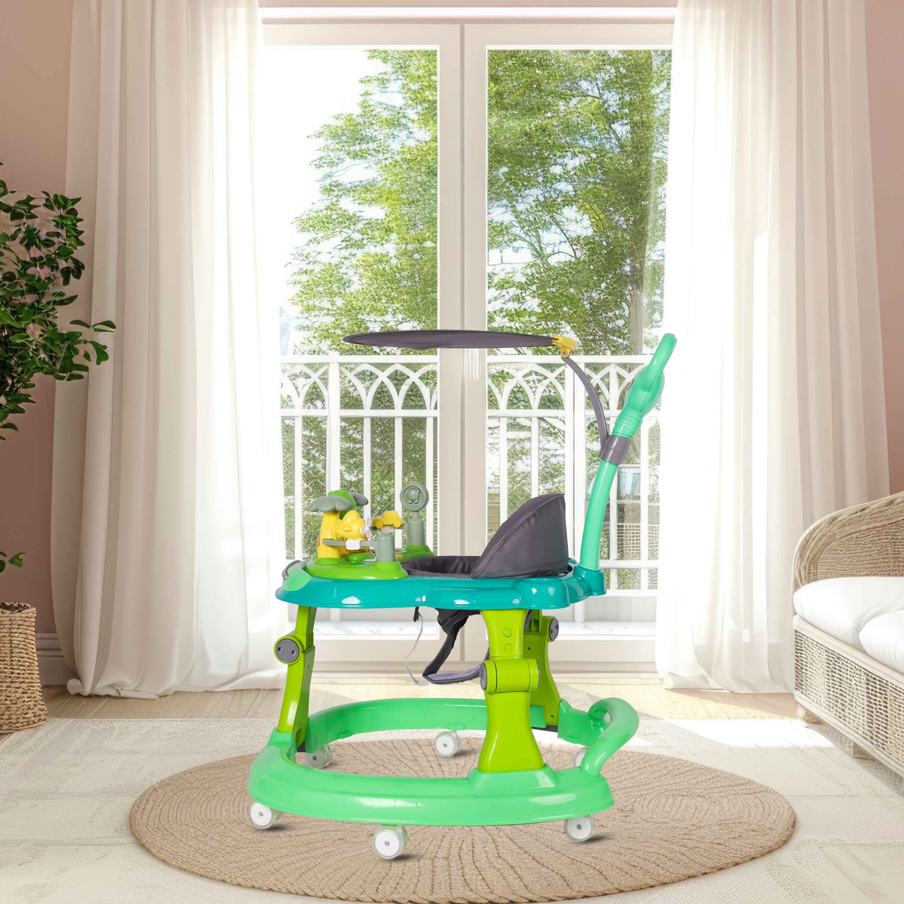 Koko Twita Baby Walker With Sun Shield - Green