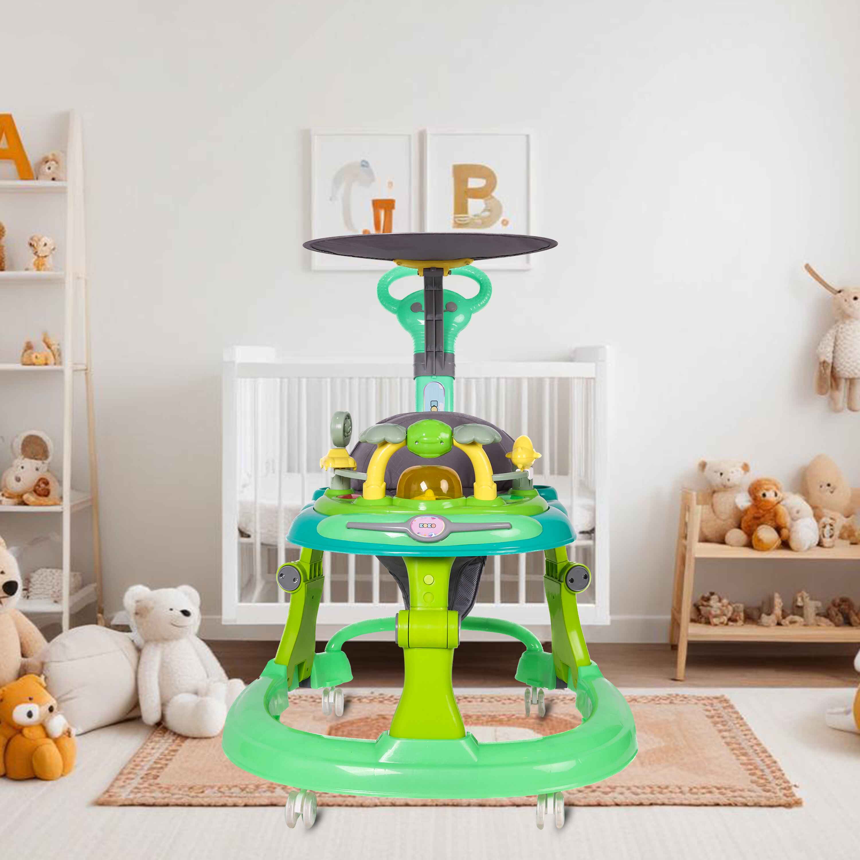 Koko Twita Baby Walker With Sun Shield - Green