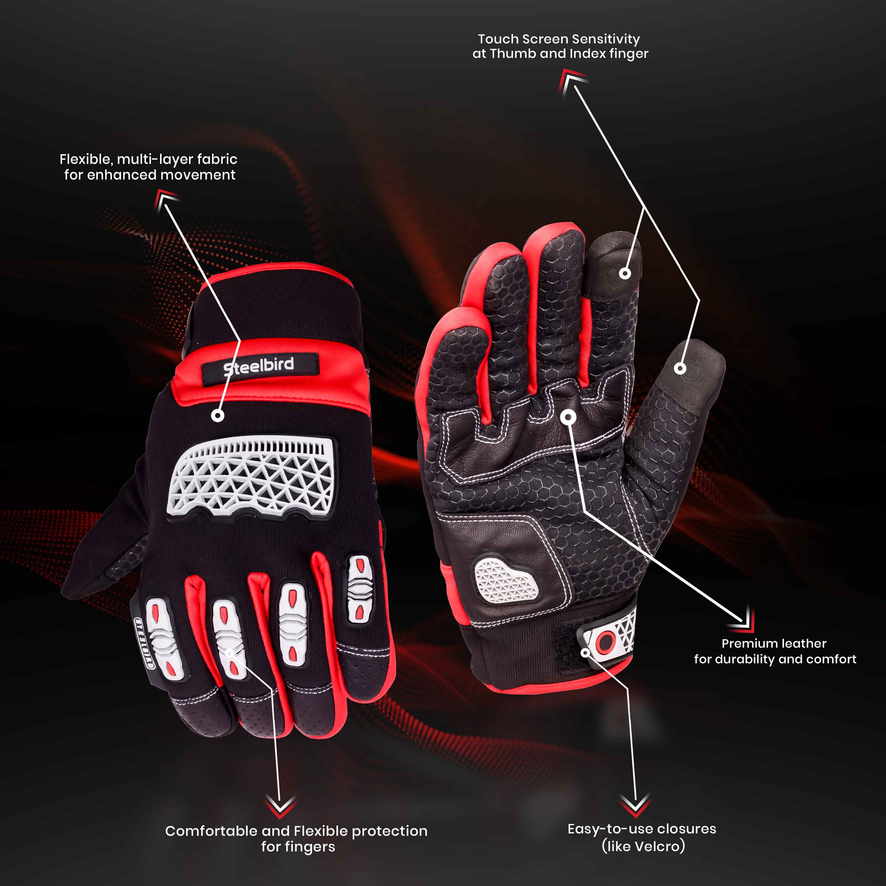 Steelbird Fighter Gloves-Red