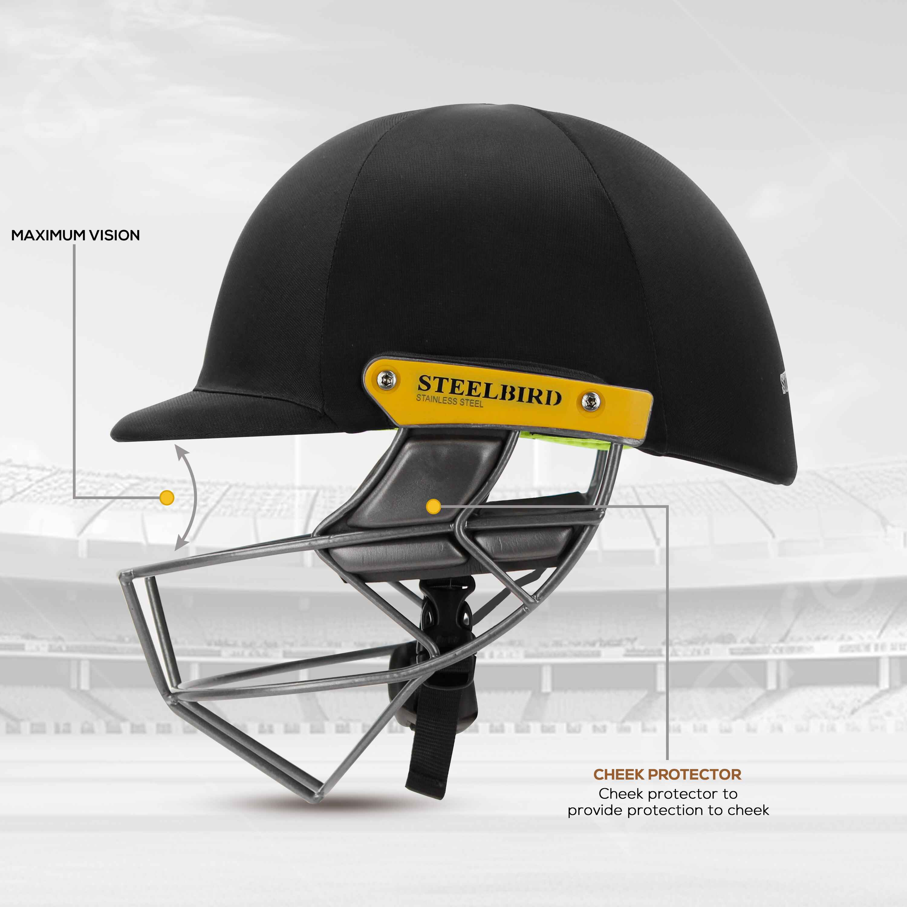 HITZ Cricket Helmet Black Fabric 