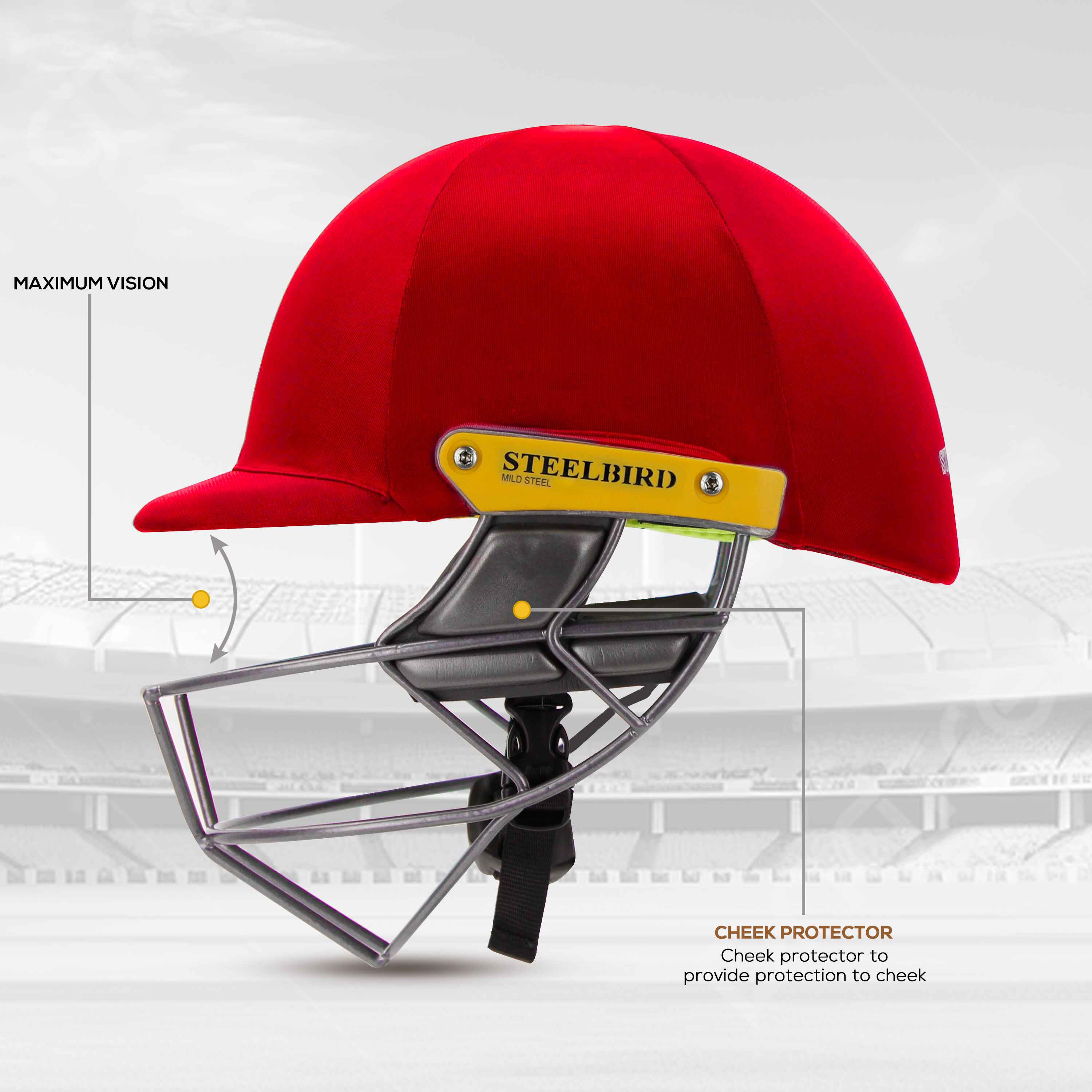 HITZ Cricket Helmet Red Fabric 